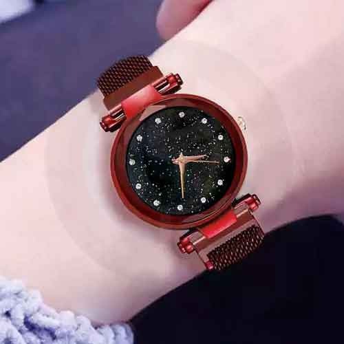 Stainless Steel Magnet Strap Led Digital Watch For Girls