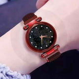 Stainless Steel Magnet Strap Led Digital Watch For Girls