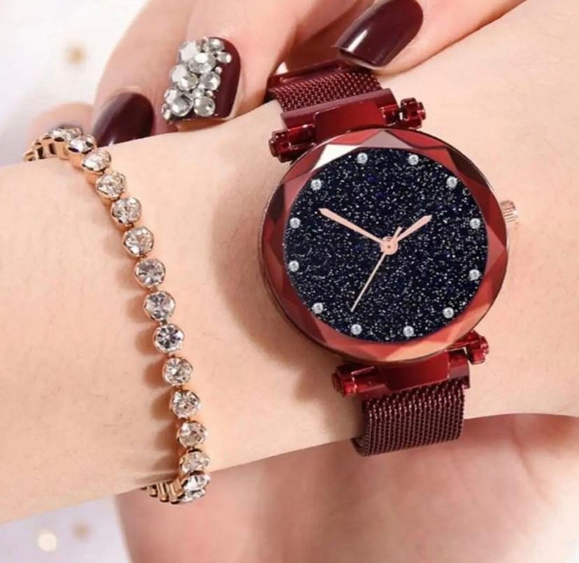 Stainless Steel Magnet Strap Led Digital Watch For Girls - Melabazar.shop