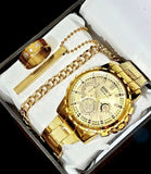 Business steel straps round dial wrist watches hand watch - silver watch - men watches - watch for boys - watch for men - watch for kids - watch for young's - watch for boys + Bracelet + With Chain+Ring - High Quality In Random Dial watch stylish - branded - watch - Melabazar.shop