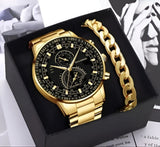 Business steel straps round dial wrist watches hand watch - silver watch - men watches - watch for boys - watch for men - watch for kids - watch for young's - watch for boys + Bracelet + With Chain+Ring - High Quality In Random Dial watch stylish - branded - watch - Melabazar.shop