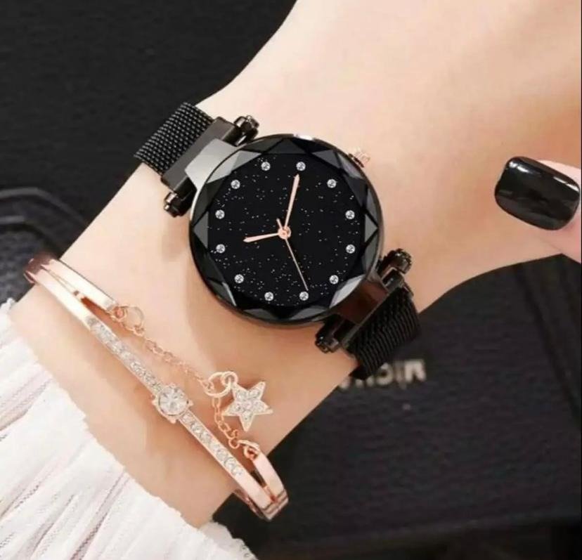 Stainless Steel Magnet Strap Led Digital Watch For Girls - Melabazar.shop