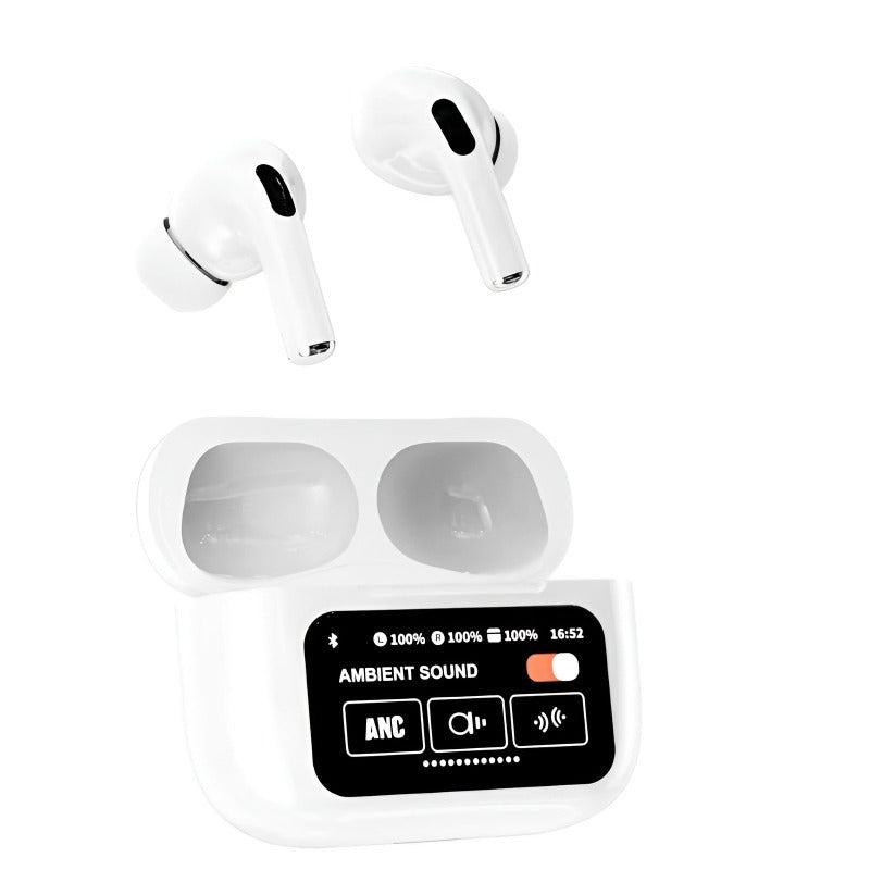 A9 Pro 2 Wireless Earbuds – Bluetooth with ANC+ENC, 4 Pcs Ear Tips, White - Melabazar.shop